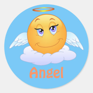 Angel Emoji Emoticon Cartoon Face Runder Aufkleber