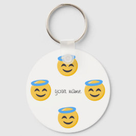 Angel Emoji Face und '' Dein Name Hier Schlüsselanhänger