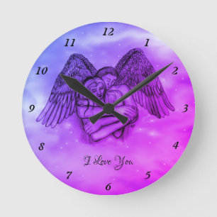 Angel Eros in der Liebe Runde Wanduhr