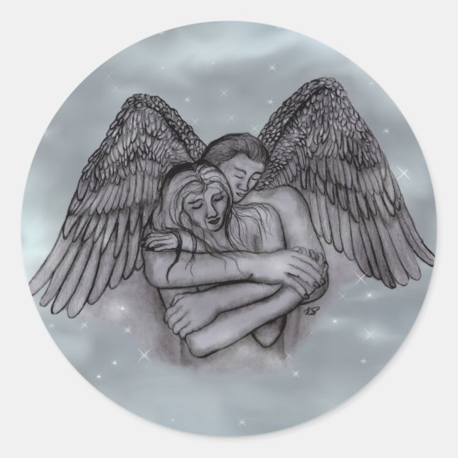 Angel Eros in der Liebe Runder Aufkleber (Vorderseite)