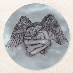 Angel Eros in der Liebe Runder Pappuntersetzer