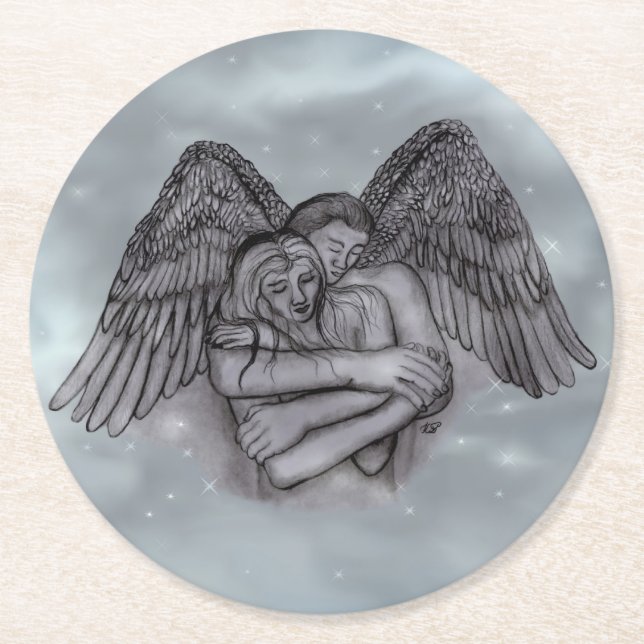 Angel Eros in der Liebe Runder Pappuntersetzer (Vorderseite)