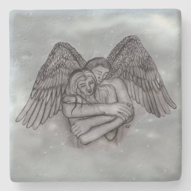 Angel Eros in der Liebe Steinuntersetzer (Vorderseite)