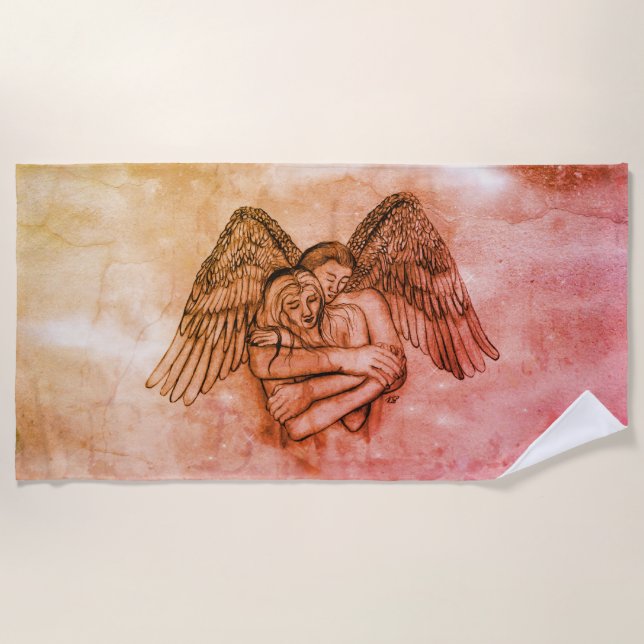 Angel Eros in der Liebe Strandtuch (Vorderseite)