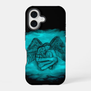Angel Eros in Liebe in Schwarz und Grün iPhone 16 Hülle