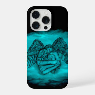 Angel Eros in Liebe in Schwarz und Grün iPhone 15 Pro Hülle