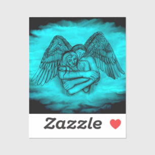 Angel Eros in Liebe , Schwarz und Grün Aufkleber