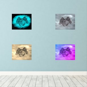 Angel Eros in Liebe , Schwarz und Grün Bilderwand Sets