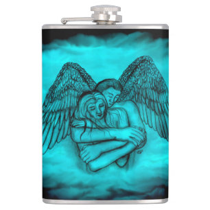 Angel Eros in Liebe , Schwarz und Grün Flachmann