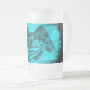 Angel Eros in Liebe , Schwarz und Grün Mattglas Bierglas
