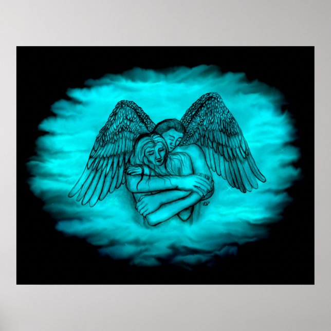 Angel Eros in Liebe , Schwarz und Grün Poster (Vorne)
