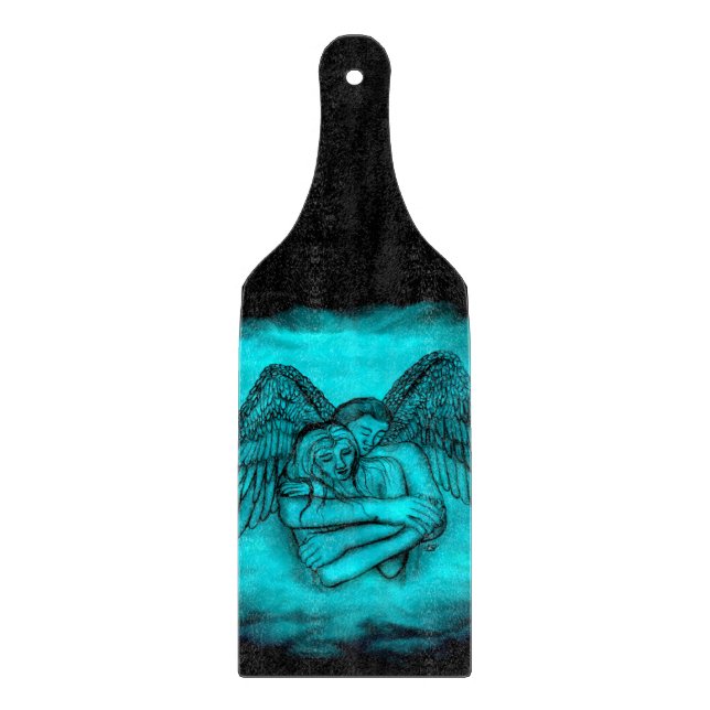 Angel Eros in Liebe , Schwarz und Grün Schneidebrett (Vorderseite)