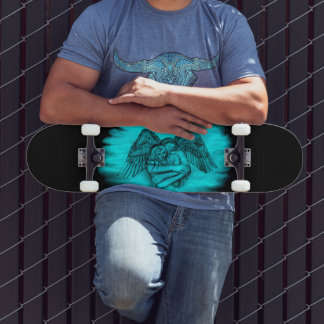 Angel Eros in Liebe , Schwarz und Grün Skateboard