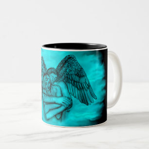 Angel Eros in Liebe , Schwarz und Grün Zweifarbige Tasse