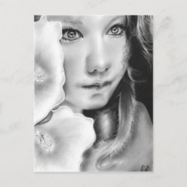 Angel Eyes Girl Blume Postcard Postkarte