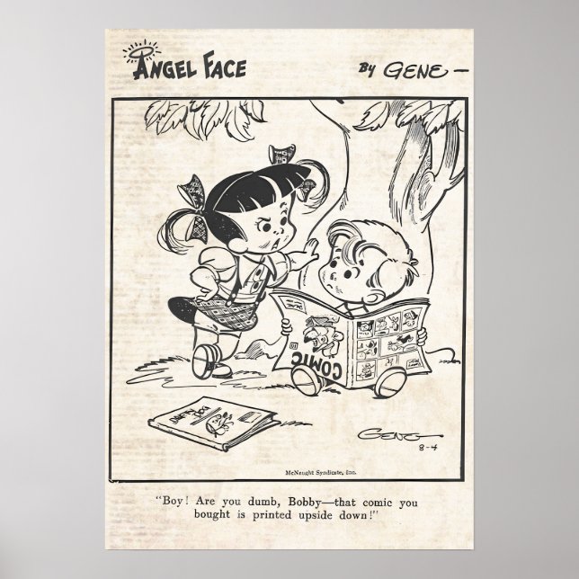 Angel Face Comic Strip "Printed Upside Down" Poster (Vorne)