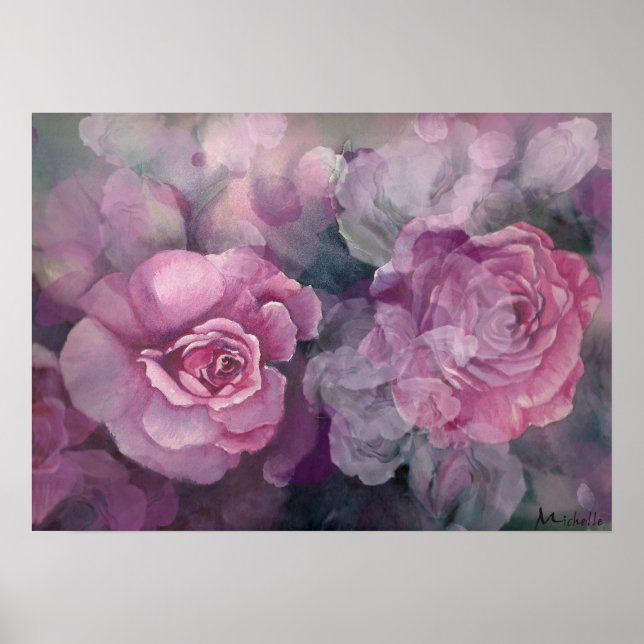 Angel Face Rose Collage Poster (Vorne)