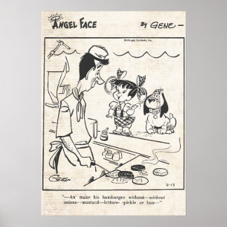 Angel Face's Hamburger Bestell-Vintage-Comicstrip Poster