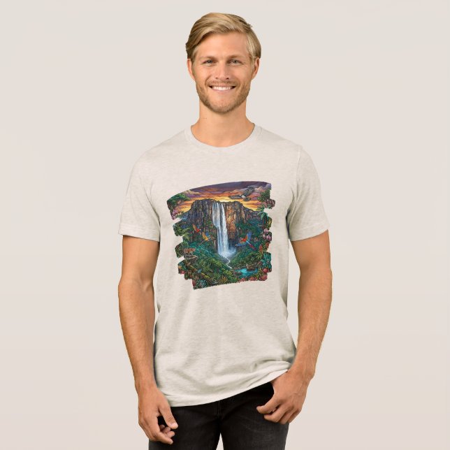 Angel Falls Höchster Wasserfall der Welt Tri-Blend Shirt (Vorderseite voll)