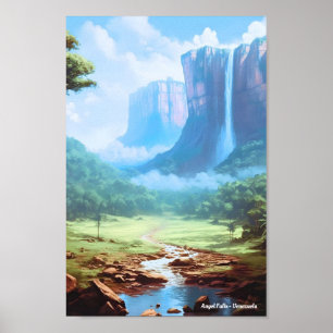 Angel Falls Venezuela Travel Poster