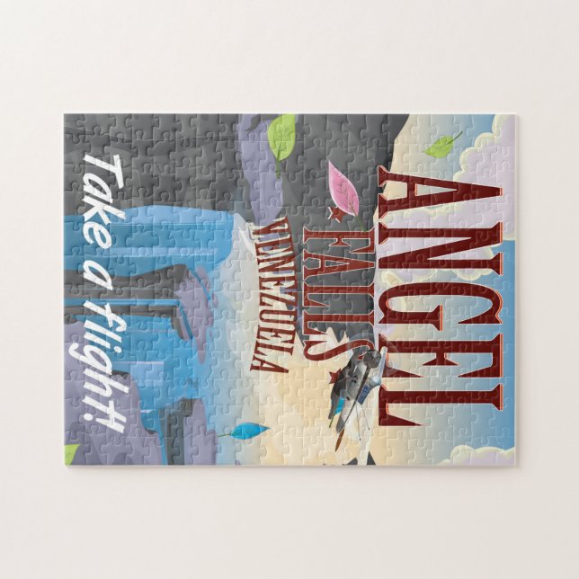 Angel Falls Venezuela Urlaubsposter. Puzzle (Horizontal)