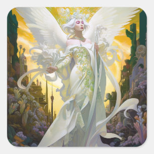 Angel Fantasy Art Quadratischer Aufkleber