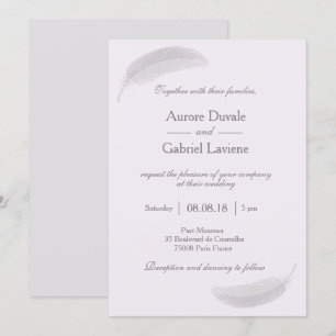 Angel feather lilac Graue positive Energie Hochzei Einladung