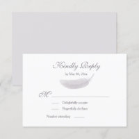 Angel Feather Lilac White Gray Wedding RSVP