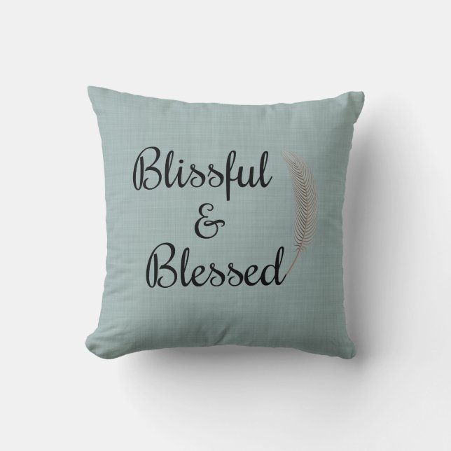 Angel Federblau aquamarine Leinenkissen Kissen (Vorderseite)