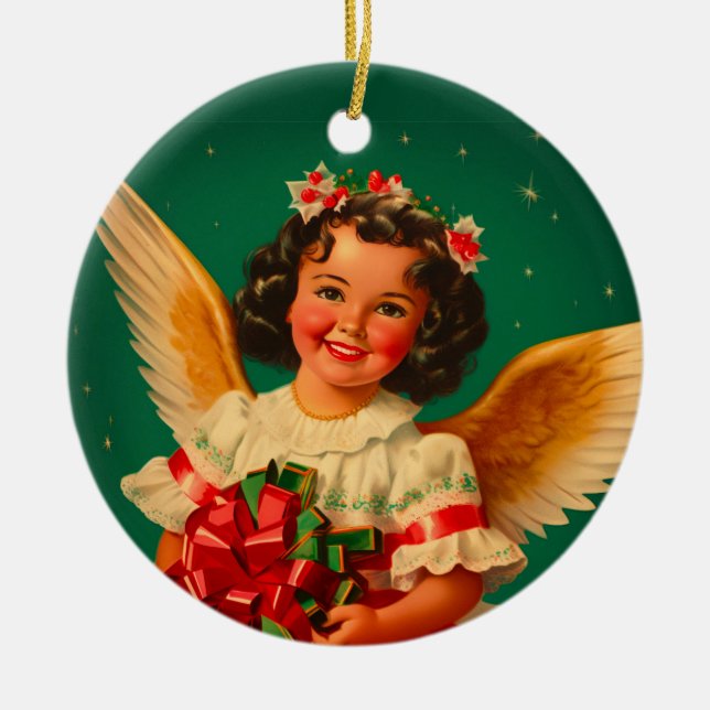 Angel "Feliz Navidad" Keramik Ornament (Vorne)