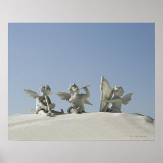 Angel Figuren mit Musikinstrumenten auf Poster