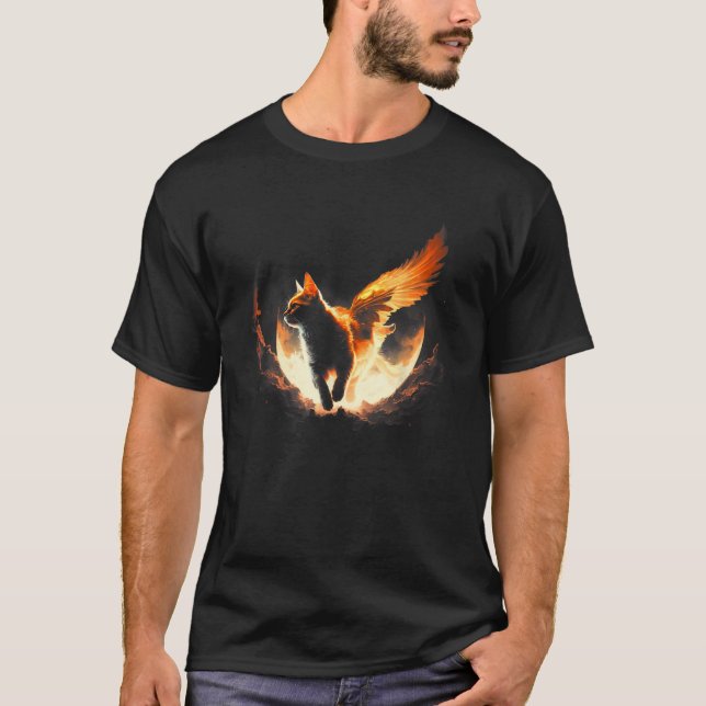Angel Fire Cat Flying Cat T-Shirt (Vorderseite)