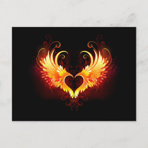 Angel Fire Heart with Wings Ankündigungspostkarte