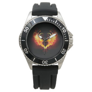 Angel Fire Heart with Wings Armbanduhr
