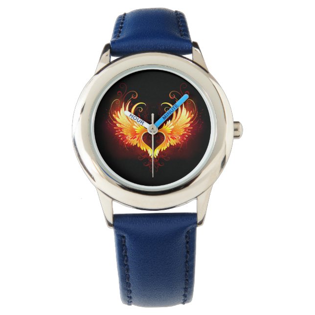 Angel Fire Heart with Wings Armbanduhr (Vorderseite)