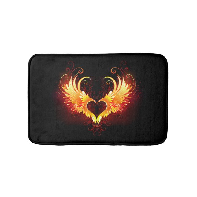 Angel Fire Heart with Wings Badematte (Vorderseite)