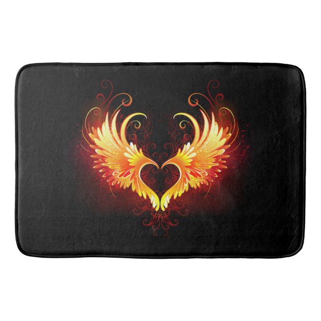 Angel Fire Heart with Wings Badematte (Vorderseite)
