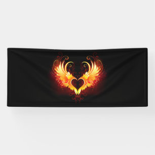 Angel Fire Heart with Wings Banner