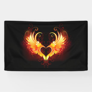 Angel Fire Heart with Wings Banner