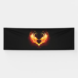 Angel Fire Heart with Wings Banner