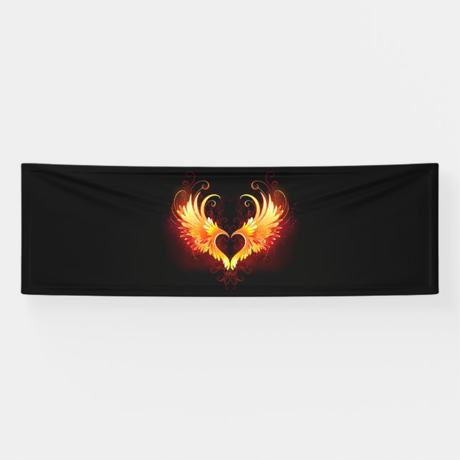 Angel Fire Heart with Wings Banner (Horizontal)