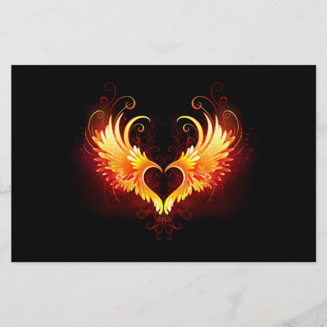 Angel Fire Heart with Wings Briefpapier (Vorderseite)