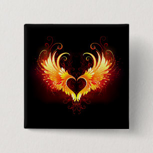 Angel Fire Heart with Wings Button