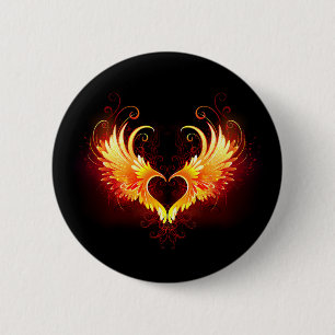Angel Fire Heart with Wings Button