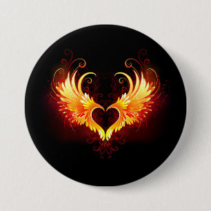 Angel Fire Heart with Wings Button
