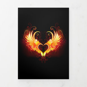 Angel Fire Heart with Wings Dreifach-gefaltete Programmkarte