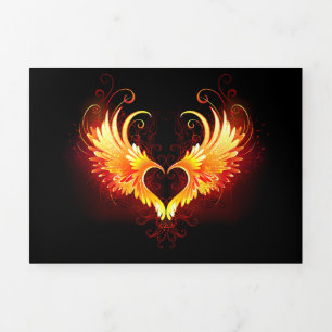 Angel Fire Heart with Wings Dreifach Gefaltete Urlaubskarte