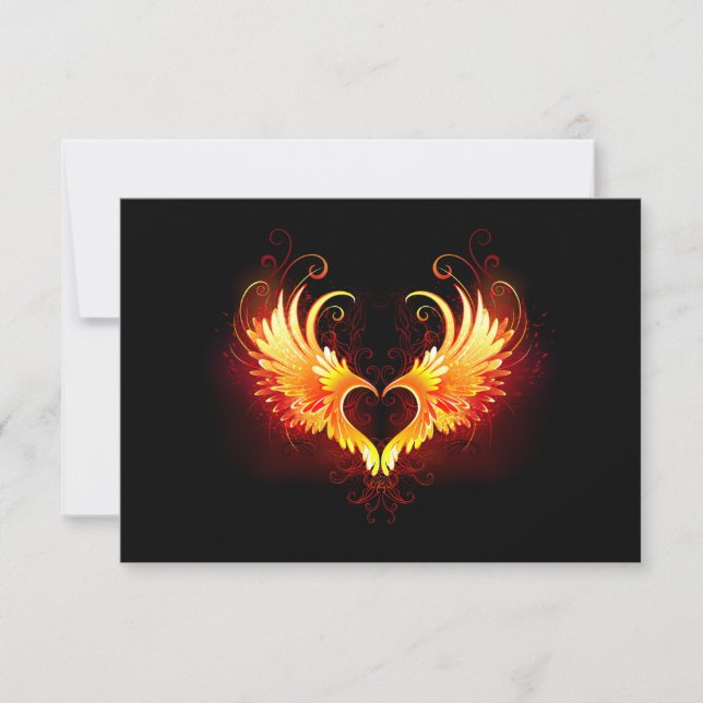 Angel Fire Heart with Wings Einladung (Vorderseite)
