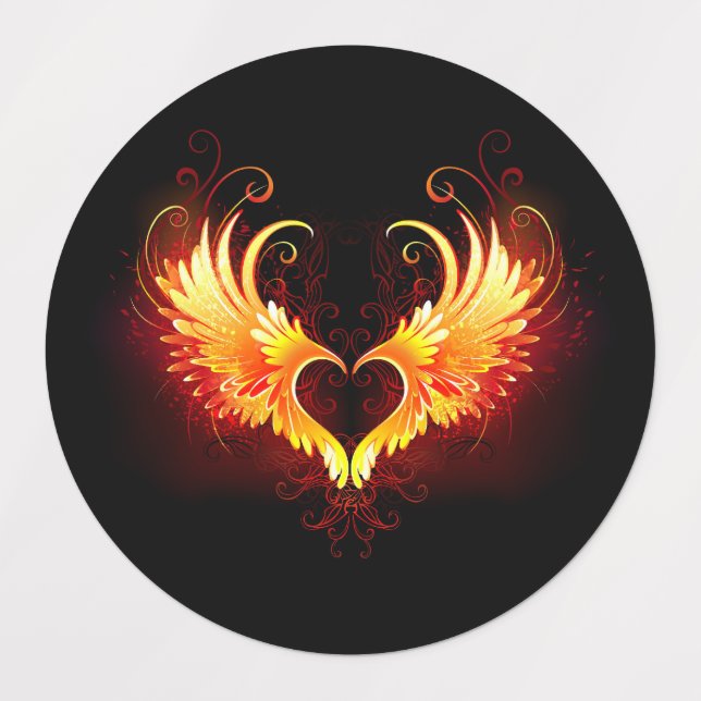 Angel Fire Heart with Wings Etiketten (Design 1)