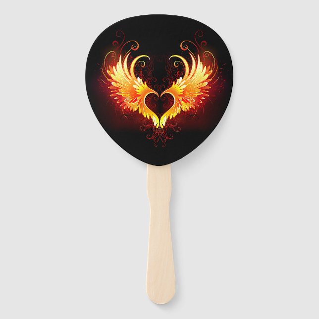 Angel Fire Heart with Wings Fächer (Vorderseite)